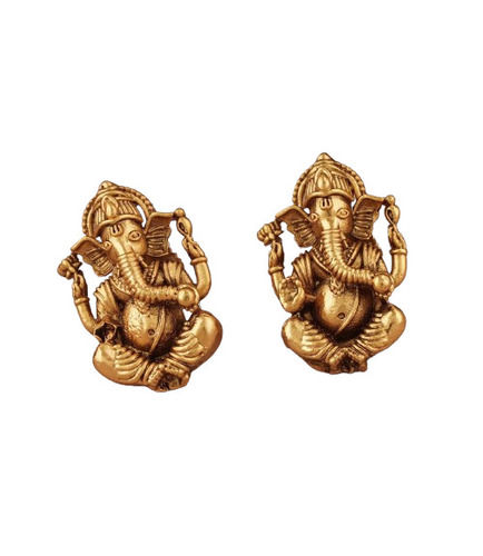 Beautiful Gold Plated Ganesh Pendant Set with Earring