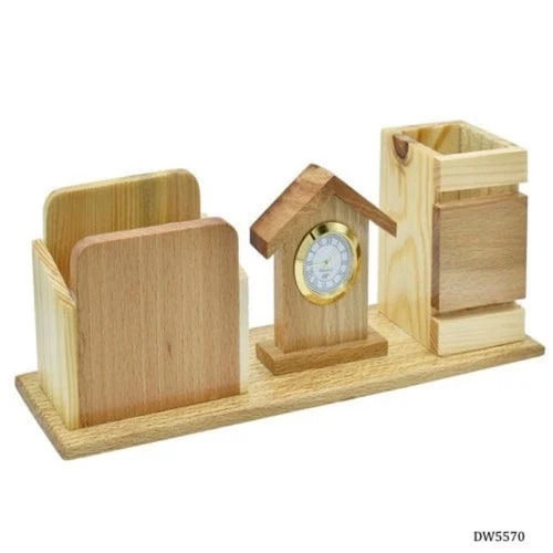 Wooden Table Top Pen Stand For Office