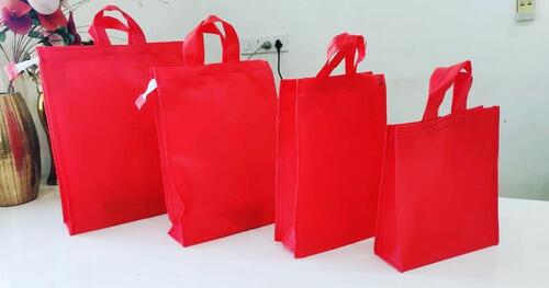 Eco Friendly Durable Plain Red Woven Poly Bags