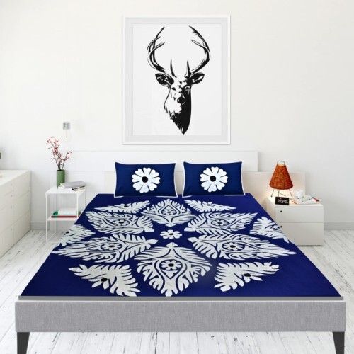 Multicolor Cotton Applique Bed Cover For Home