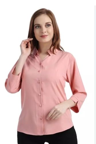 Plain Pattern Full Sleeves Women Formal Shirts