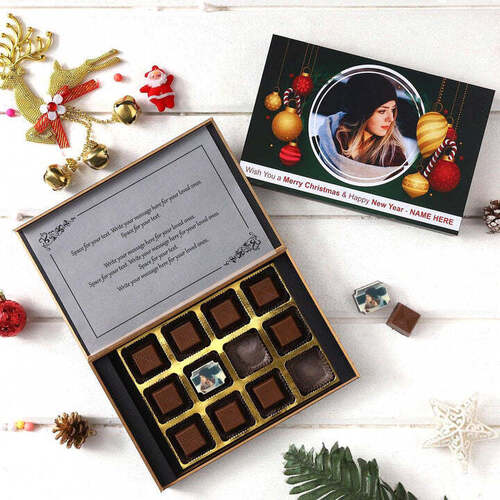 Christmas Chocolate Gift For New Year And Merry Christmas With Print Photo Name And Message