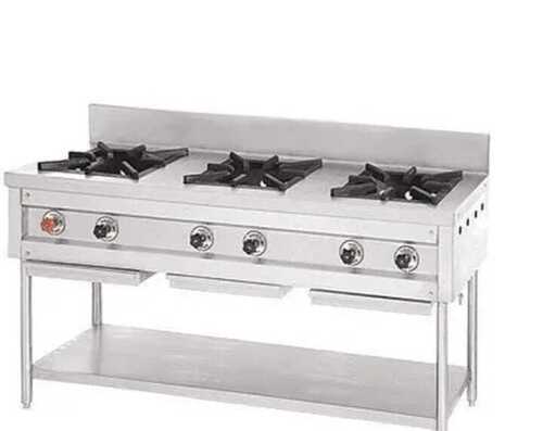 Silver Stainless Steel Material Three Burner Gas Stove