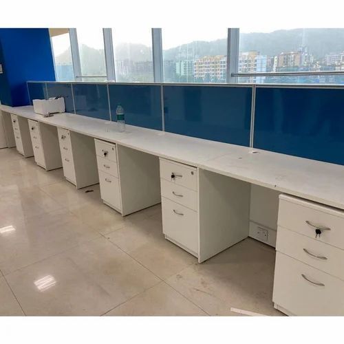 Laminated Office Workstation - Modular Design, Easy To Clean, Eco-Friendly, Durable, Modern Appearance, White Finish