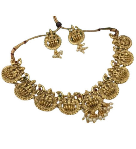 Intricate Design Gold Plated Nav Laxmi Design Necklace Set