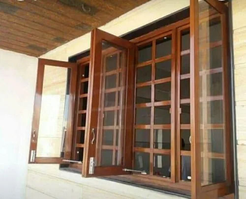 Outward Open Style Waterproof Termite Resistant Four Door Designer Wooden Windows