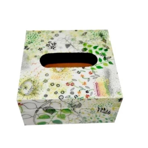 Pink-Knots Paper Printed Tissue Boxes - Lightweight Compact Size Eco Friendly Elegant Design Smooth Finish
