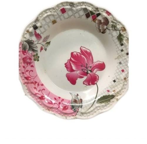 Round Shape Printed Pattern Rice Plate For Kitchen