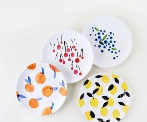 Muti Color Printed Pattern Round Shape Fruit Plate