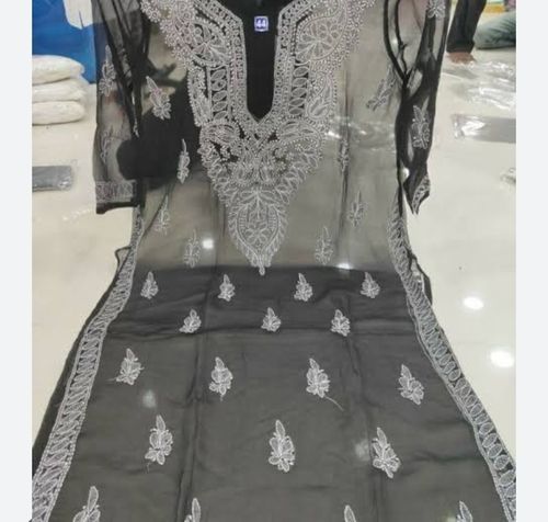 Black Color chikankari kurta