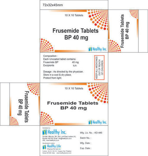 Frusemide Tablet BP 40mg, 10x10 Tablets Blister Pack