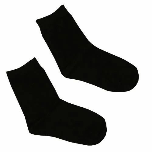 Black Color Plain Pattern Pure Cotton School Socks          