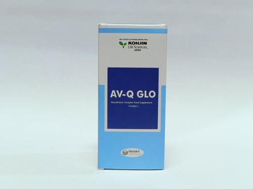 Av Q Glo Dietary Supplement - Ingredients: L- Glutathione
Co- Enzyme
Vitamin C
Grape Seed Extract
Vitamin E
Vitamin D
L- Selenomethione