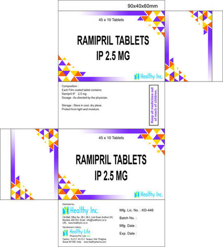 Ramipril Tablet IP 2.5mg 45x10 Tablets Pack