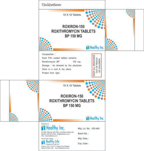 Roxiron 150 Roxithromycin Tablet BP 150MG 10x10 Tablets Pack