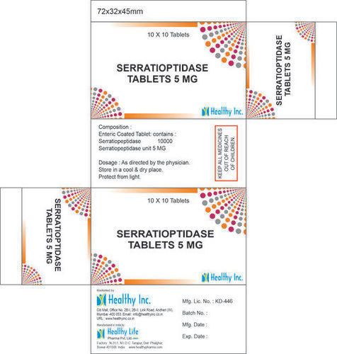 Serratiopeptidase Tablets 5mg 10x10 Tablets Pack