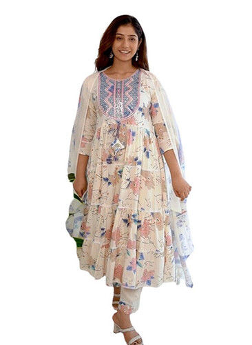 Comfortable To Wear Designer Printed Frock Suit