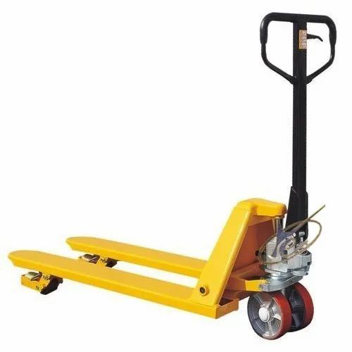 Hand Pallet Truck - Metal, Standard Size | Durable Design, Polished Finish, Very Good Quality, Industrial Application, Yellow Color