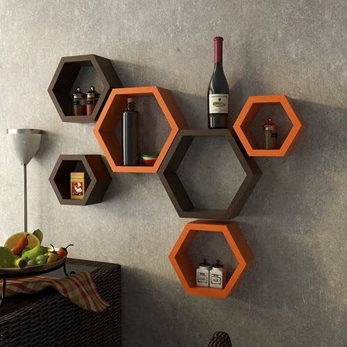 Multi Color Rectangular Shape Decorative Wall Shelves