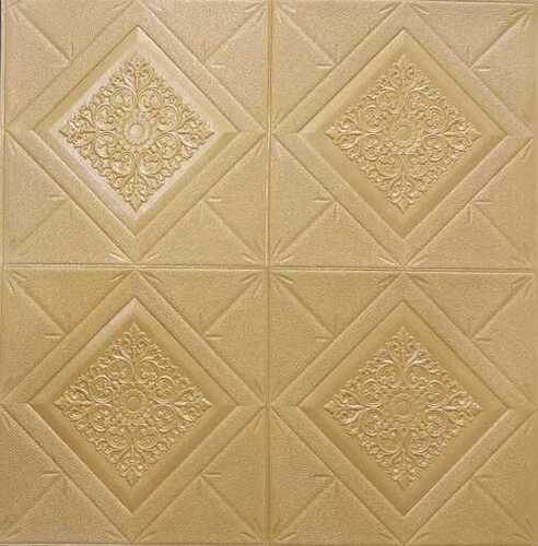 3D Self Adhesive Golden Foam Sheet Wallpaper