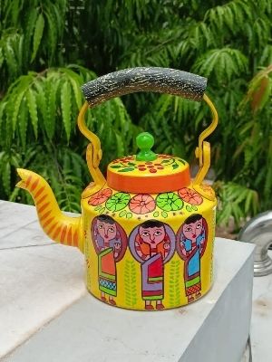 Hand-Painted Metal Kettle