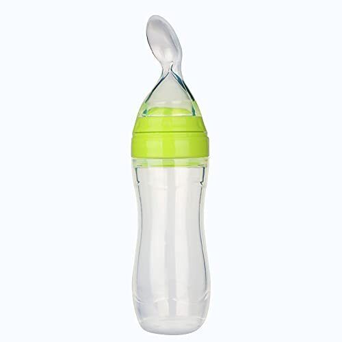 Portable Squeezy Silicone Water Bottle with Spoon for Kids