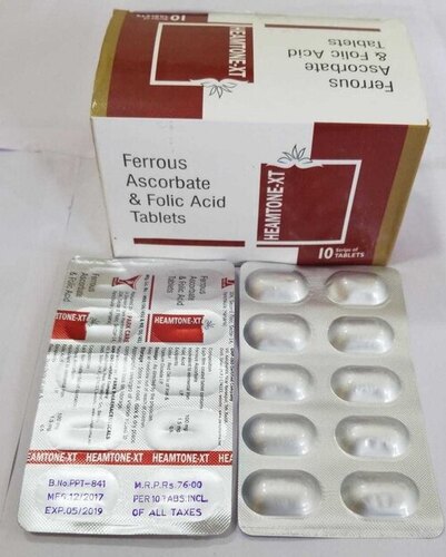 Ferrous Ascorbate And Folic Acid Tablets - Prescription Medicine For Hospital And Clinic Use | Cool And Dry Storage, Dosage As Per Prescription