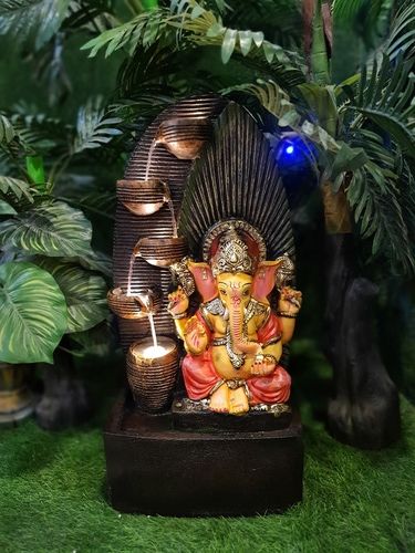 4 Diya Beautiful Indoor Ganesh Water Fountain With Light's