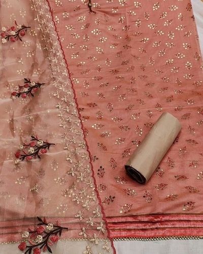 Unstitched Chanderi Cotton Dress Material