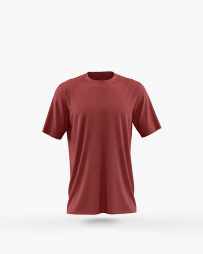 Mens Plain Bio-Washed Maroon 180 GSM Cotton Round Neck T-Shirts