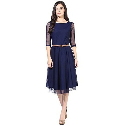 Casual Wear Regular Fit 3/4th Sleeves Readymade 1 Piece Ladies Western Dresses