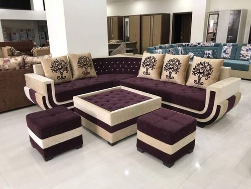 Wooden Velvet Modern L Shape Sofa Set For Home