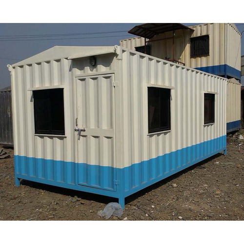 Portable Office Cabin - Polished Steel, Variable Dimensions, Off-white Color | 2 Windows, 1 Door, Corrosion Resistant, Ideal for Temporary Use
