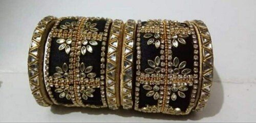 Party Wear Designer Silk Thread Kundan Bangles