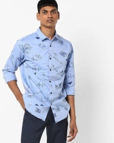 Full Sleeves Printed Pattern Regular Fit Mens Cotton Shirts