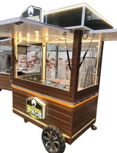 Push Food Cart - Stainless Steel 4x6 Size | Portable Design Durable Build Spacious Storage Weather Resistant Easy Maneuverability Easy-to-Clean Surface