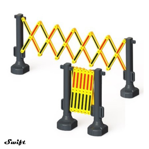 Expandable Road Safety Barricade - LLDPE Plastic, H1000 x W800 mm (Closed) | Durable, High Impact Resistant, Lightweight, UV Stabilized, Reflective, Easy to Position for Highways and Hazard Areas