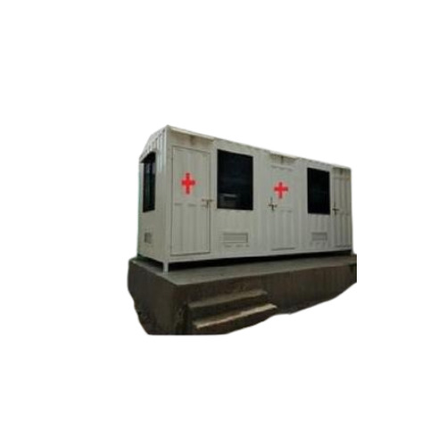Steel Prefab Quarantine Cabin Isolation Portable Cabin - Mild Steel, Rectangular, White, 3 Doors, 3 Windows, Modular Design