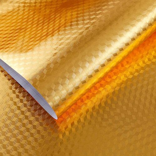 Holographic Golden Hexa Foil Wallpaper