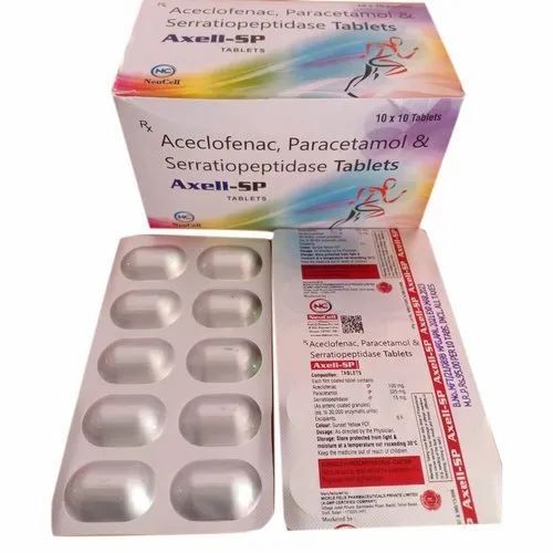 Aceclofenac Paracetamol Serratiopeptidase Tablets - Prescription Required, For Hospital and Clinic Use, Precautions Advised