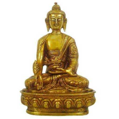 Gold Color Metal Gautam Buddha Brass Statue