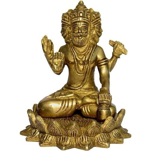 Golden Brass Brahma Statues For Temple Use