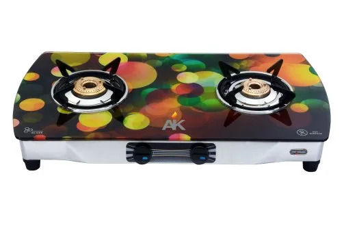 Glass Top Two Burner Gas Stove For Kitchen Use