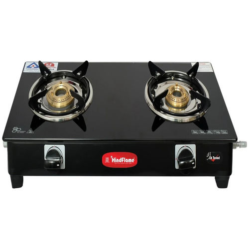 Black Color Rectangular Shape Two Burner Gas Stove