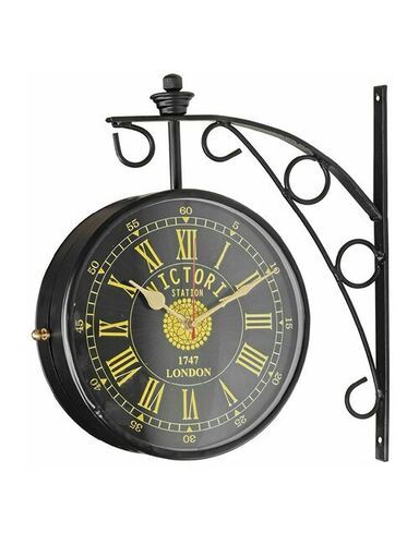 Black Color Round Shape Metal Material Stations Clock