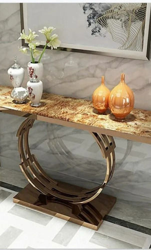 Golden Rectangular Shape Antique Console Table