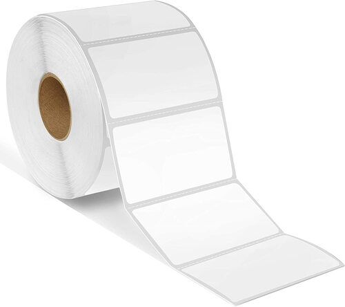 Moisture and Waterproof Rectangular Plain White Paper Barcode Labels