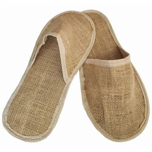 Unisex Brown Jute Bathroom Slippers