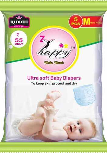 Baby Diaper - Soft Breathable Fabric, Medium Size, Ivory White | Eco-Friendly, Disposable, Leak-Proof, Comfortable, Skin-Friendly, Easy to Wear, Absorbent, Perfect for Baby Wear