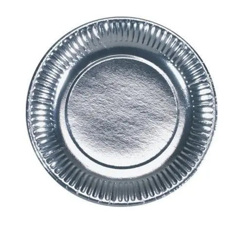 Disposable Round Machine Made Eco Friendly Silver Paper Plate